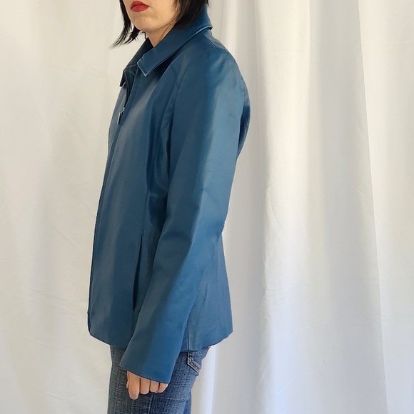 Worthington Blue Leather Jacket - Picture 2 of 4